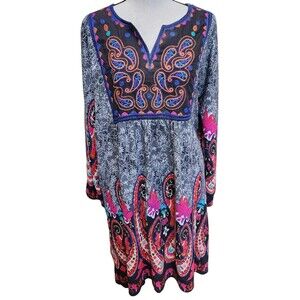 White Mark Embroidered Sweater Dress Size 1X Boho Artsy